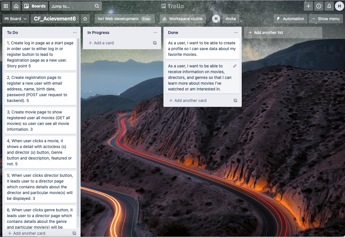 Kanban for my project